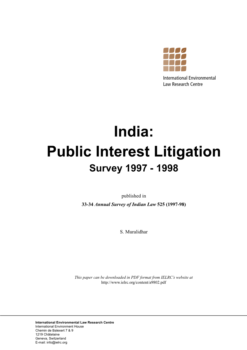 Public Interest Litigation Survey 1997 - 1998