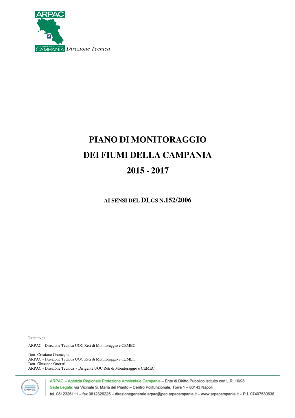 Piano Di Monitoraggio Dei Fiumi Della Campania 2015 – 2017 Pag