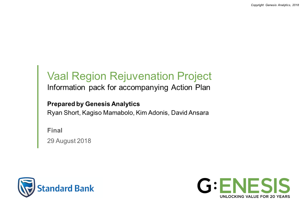 Vaal Region Rejuvenation Project Information Pack for Accompanying Action Plan