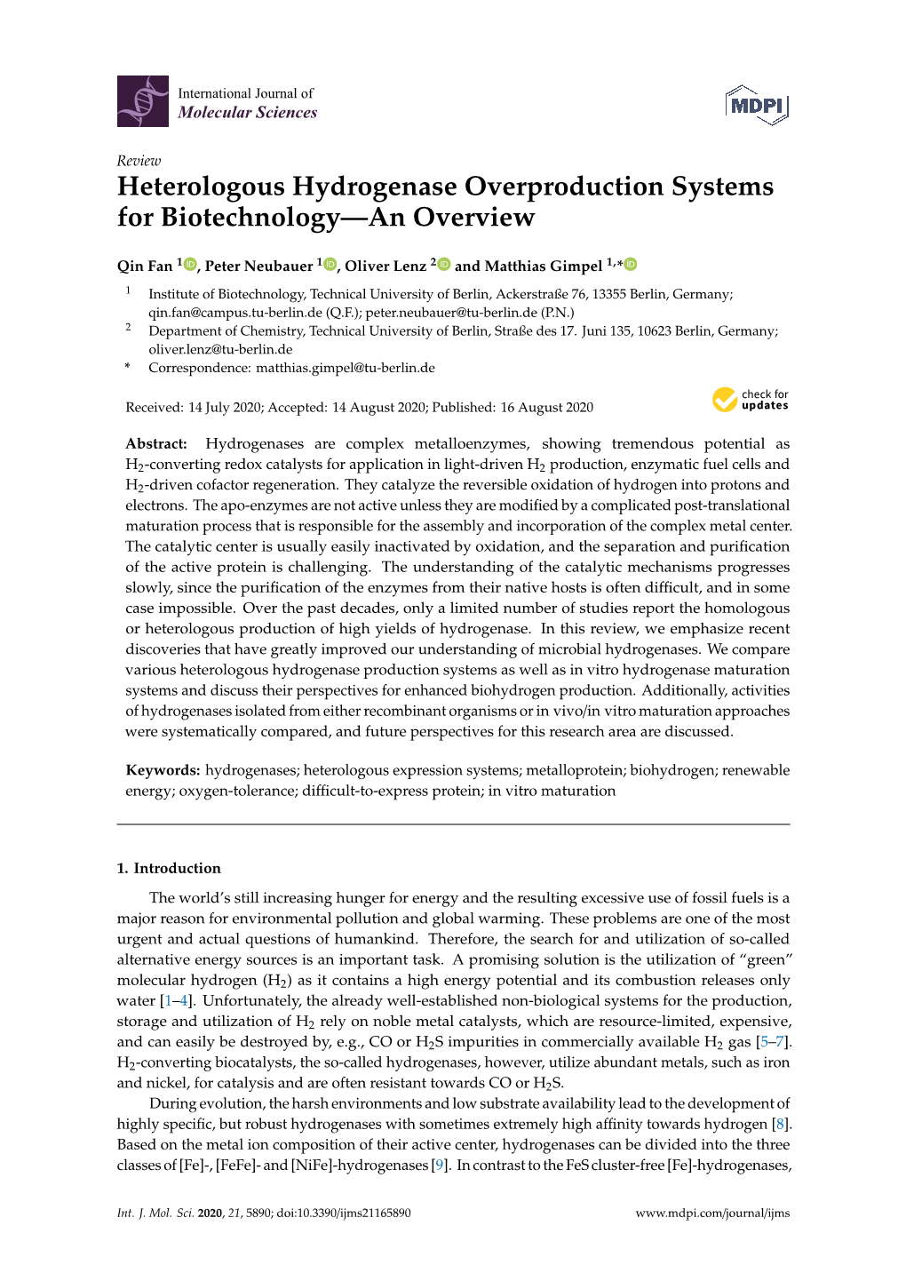 Heterologous Hydrogenase Overproduction Systems for Biotechnology—An Overview