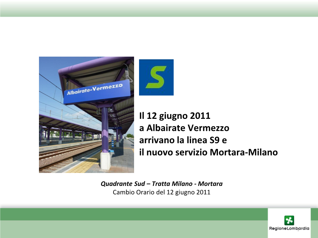 Tratta Milano - Mortara Cambio Orario Del 12 Giugno 2011