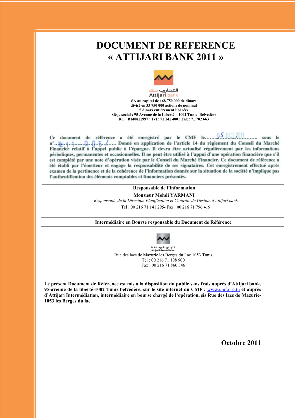 Document De Reference « Attijari Bank 2011 »