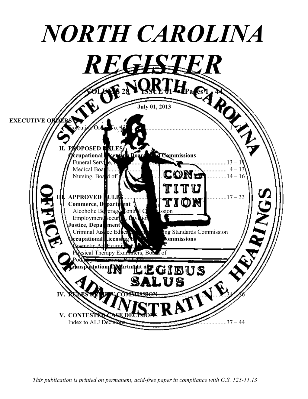 NORTH CAROLINA REGISTER Boilerplate s5