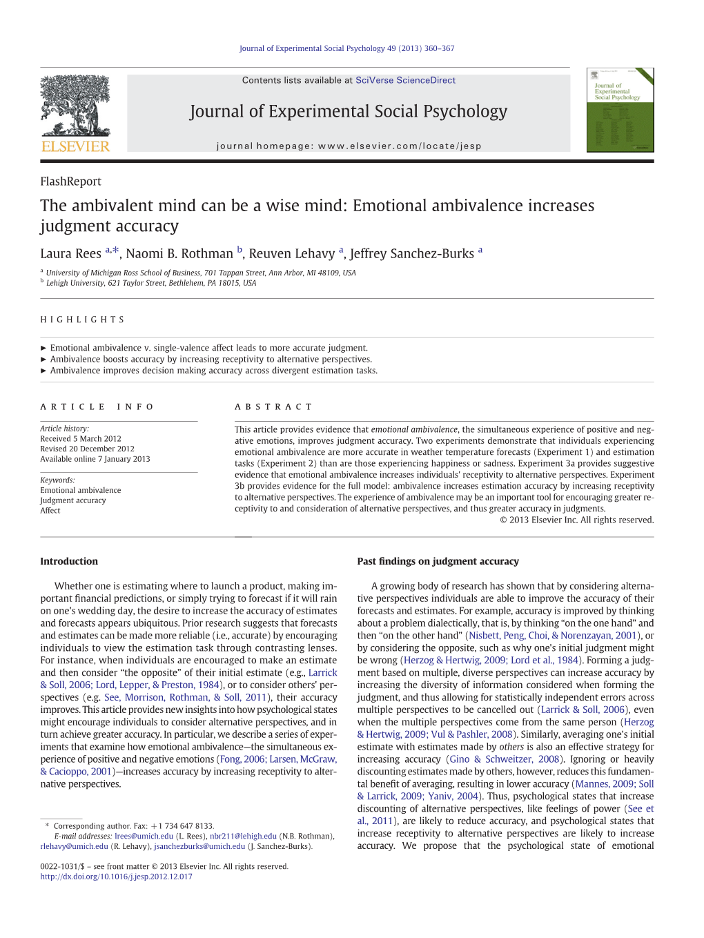 Emotional Ambivalence Increases Judgment Accuracy