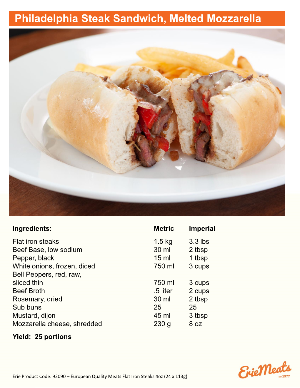 Philadelphia Style Steak Sandwich