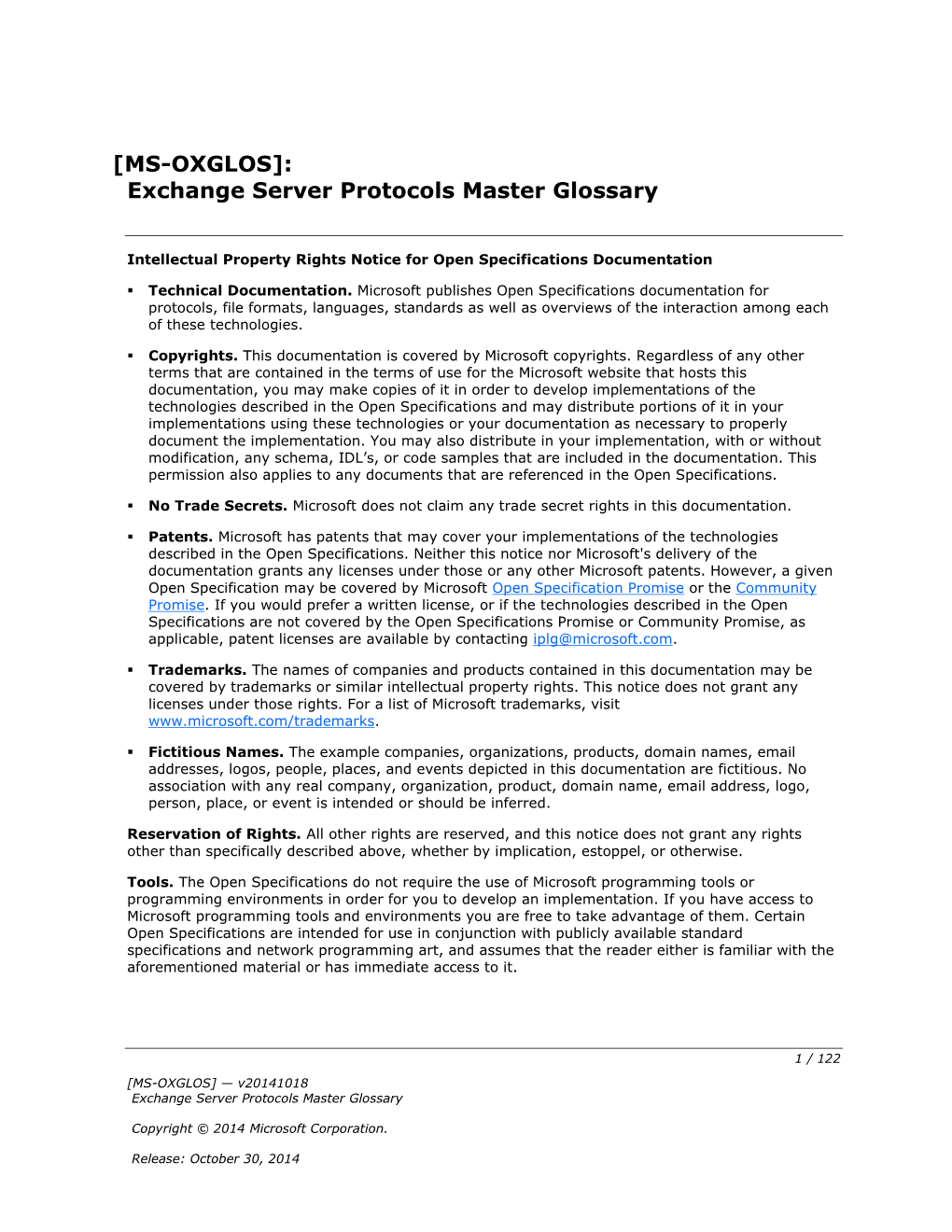 [MS-OXGLOS]: Exchange Server Protocols Master Glossary