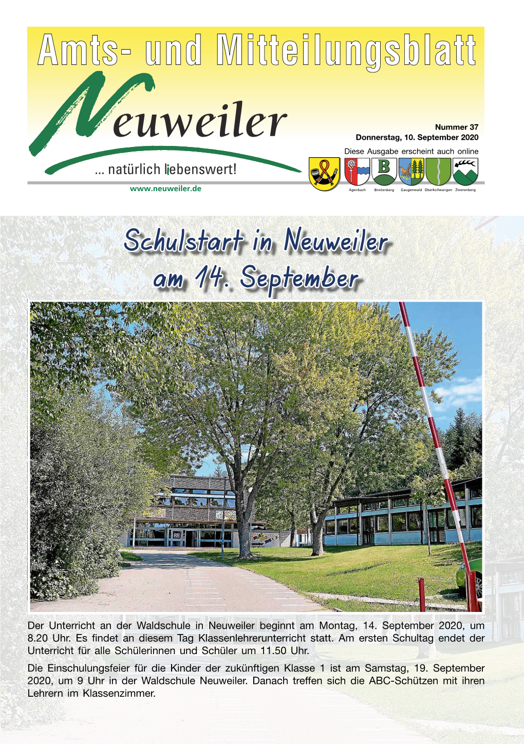 Schulstart in Neuweiler Am 14. September