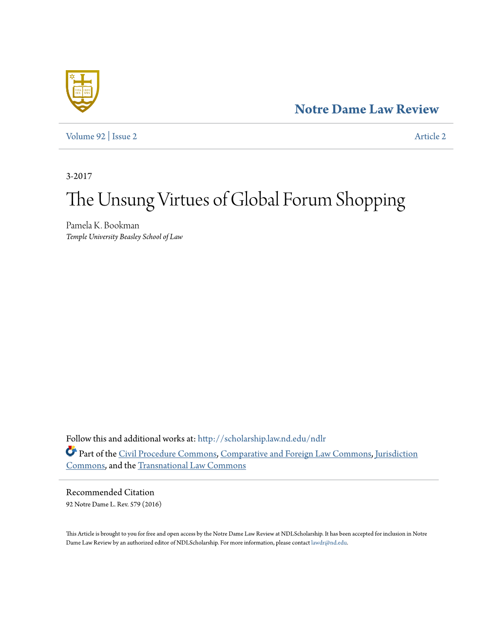 The Unsung Virtues of Global Forum Shopping