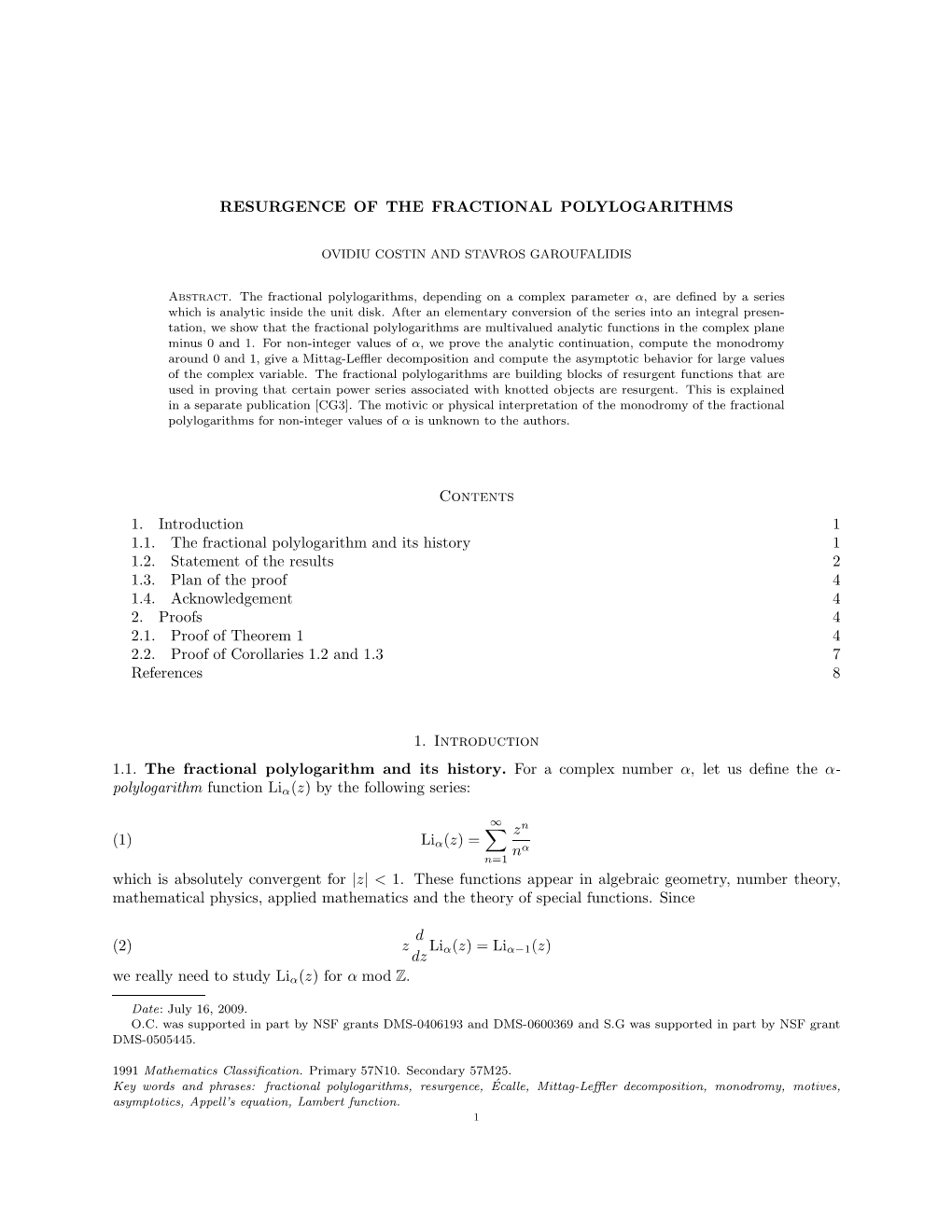 Resurgence of the Fractional Polylogarithms