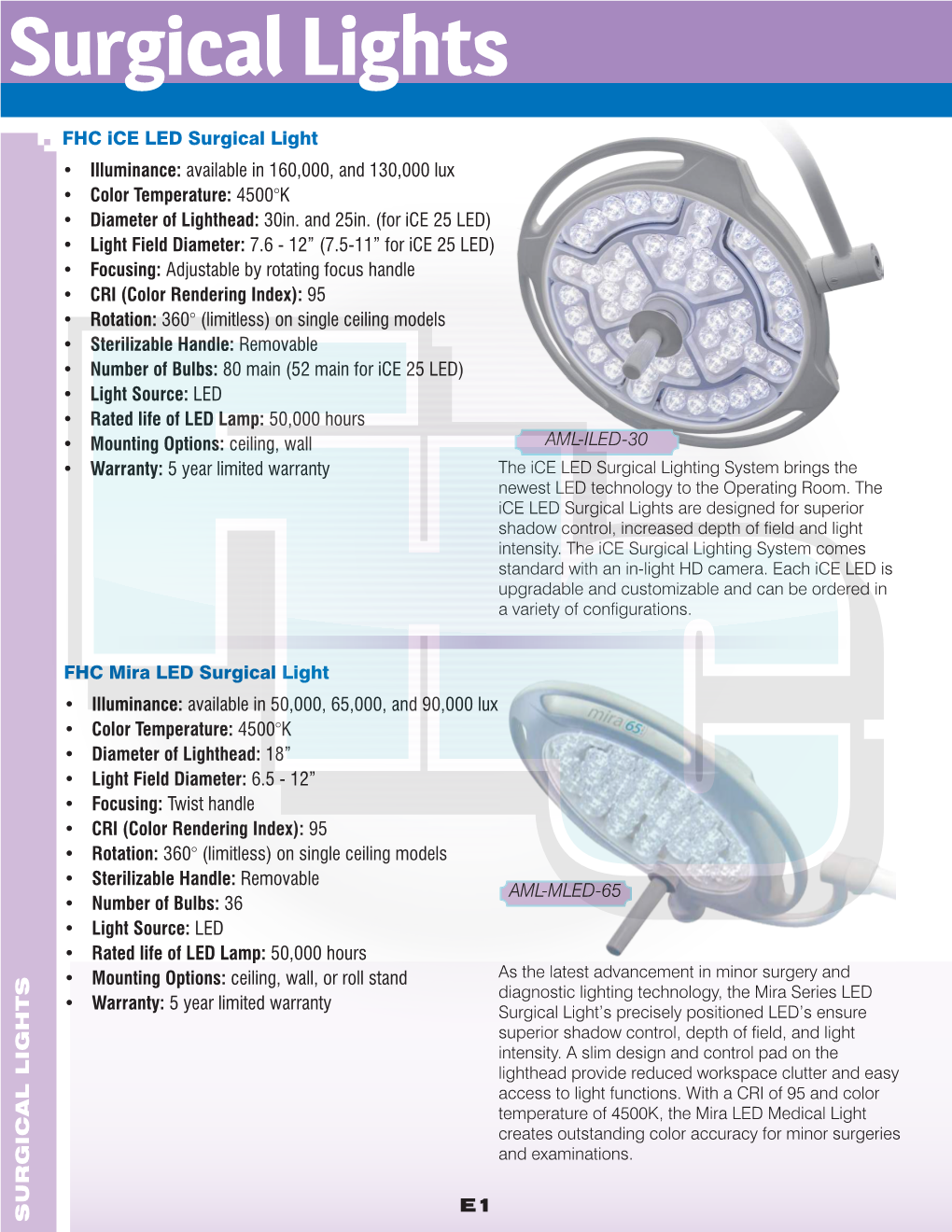 Surgical Lights SURGICAL LIGHTS • • • • • • • • • • • • • FHC Iceledsurgicallight • • • • • • • • • • • • • FHC Miraledsurgicallight