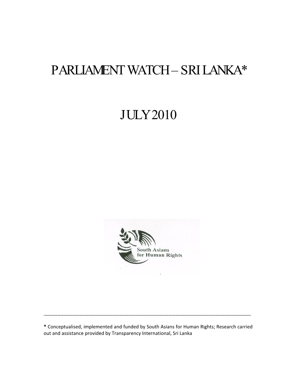 Parliament Watch – Sri Lanka*