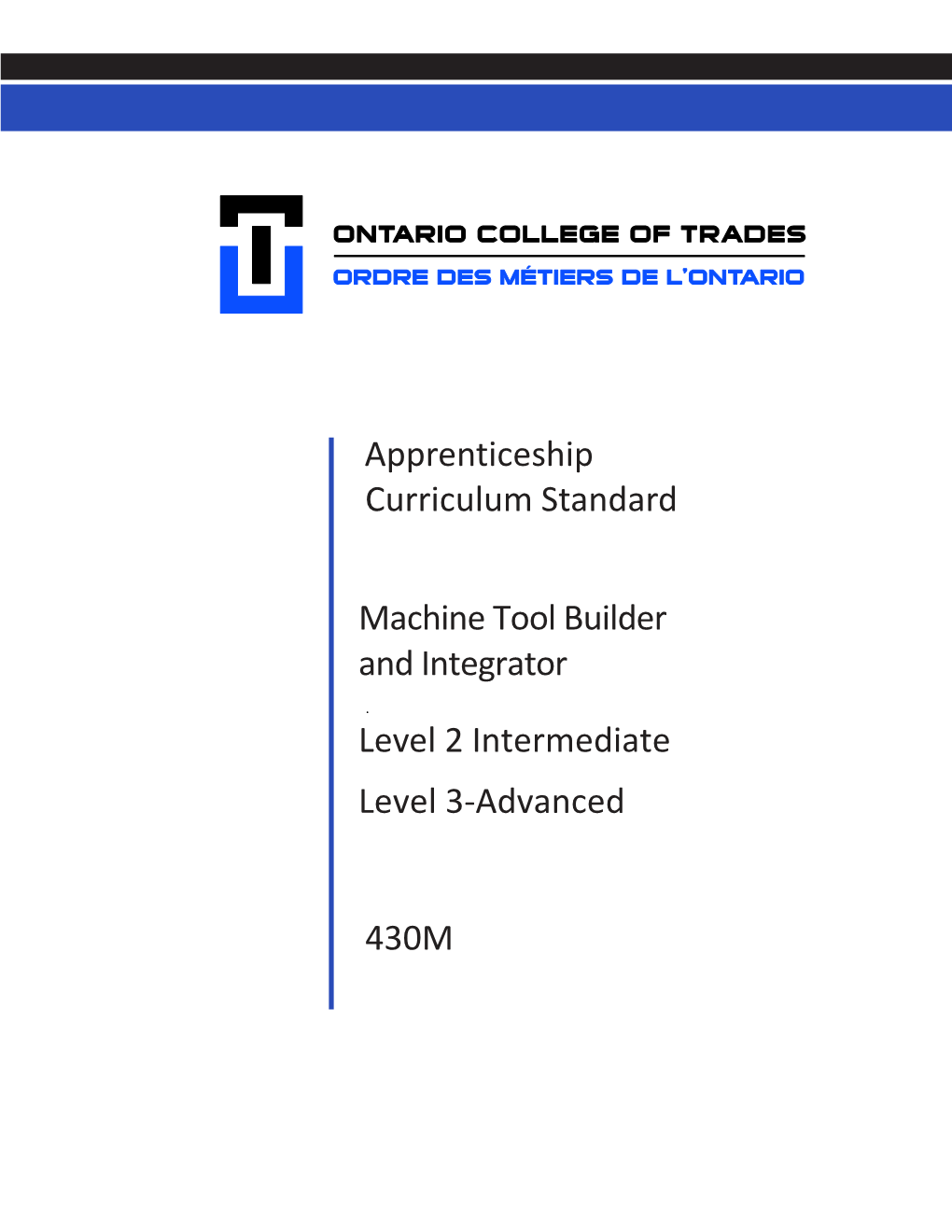 Apprenticeship Curriculum Standard Machine Tool Builder and Integrator