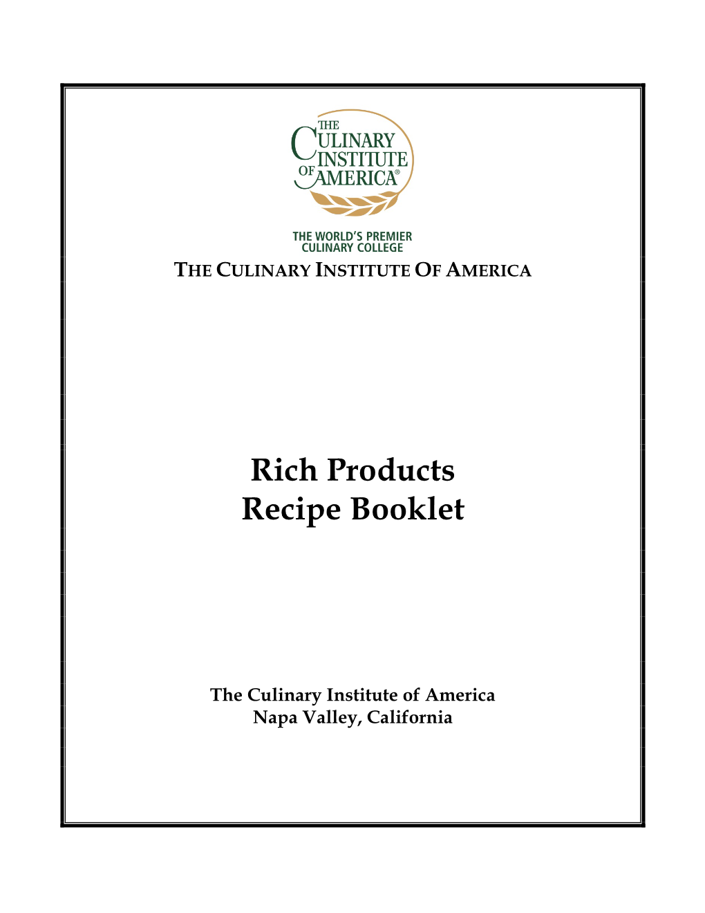 Rich Products Recipe Booklet