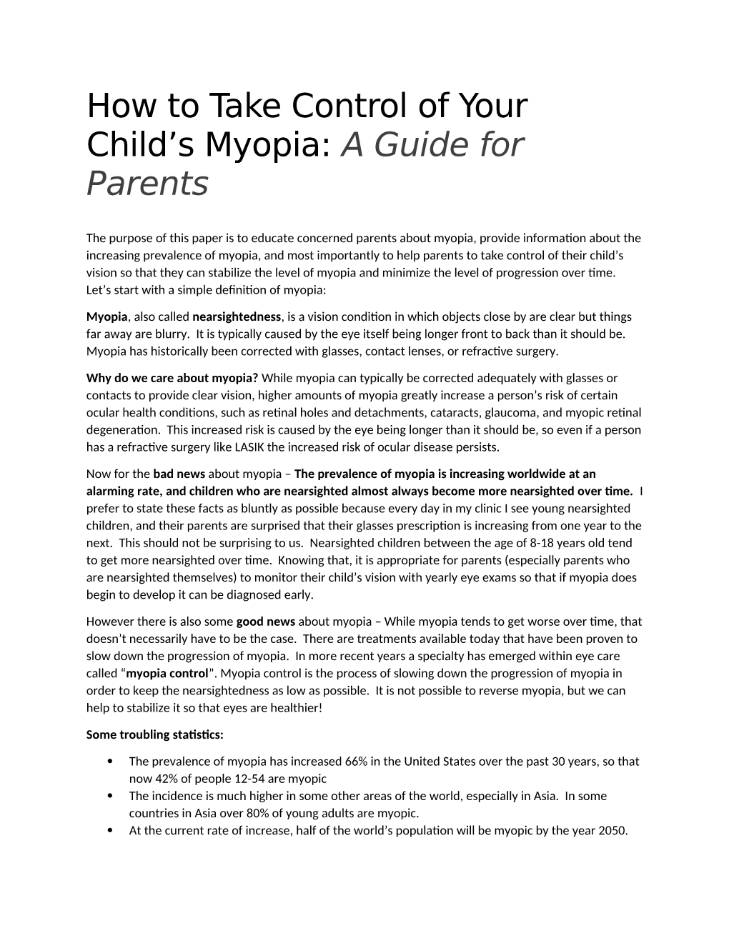 How to Take Control of Your Child's Myopia