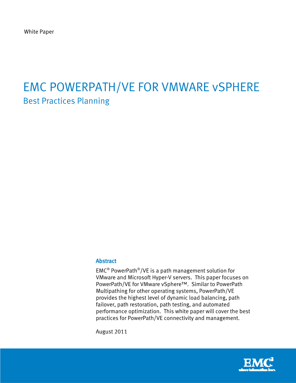 EMC Powerpath/VE for Vmware Vsphere Best Practices Planning