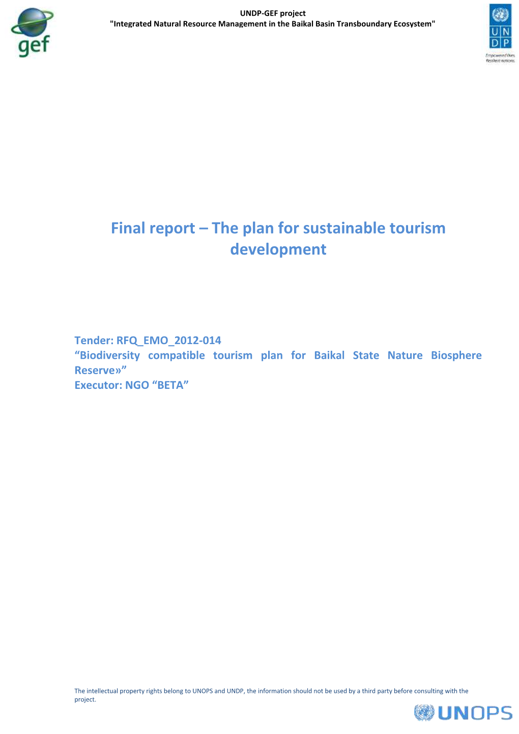The Plan for Sustainable Tourism Development