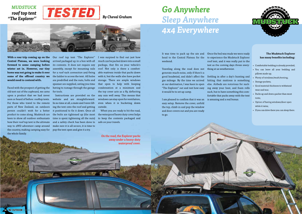 MUDSTUCK Roof Top Tent Go Anywhere “The Explorer’’ by Cheval Graham Sleep Anywhere 4X4 Everywhere