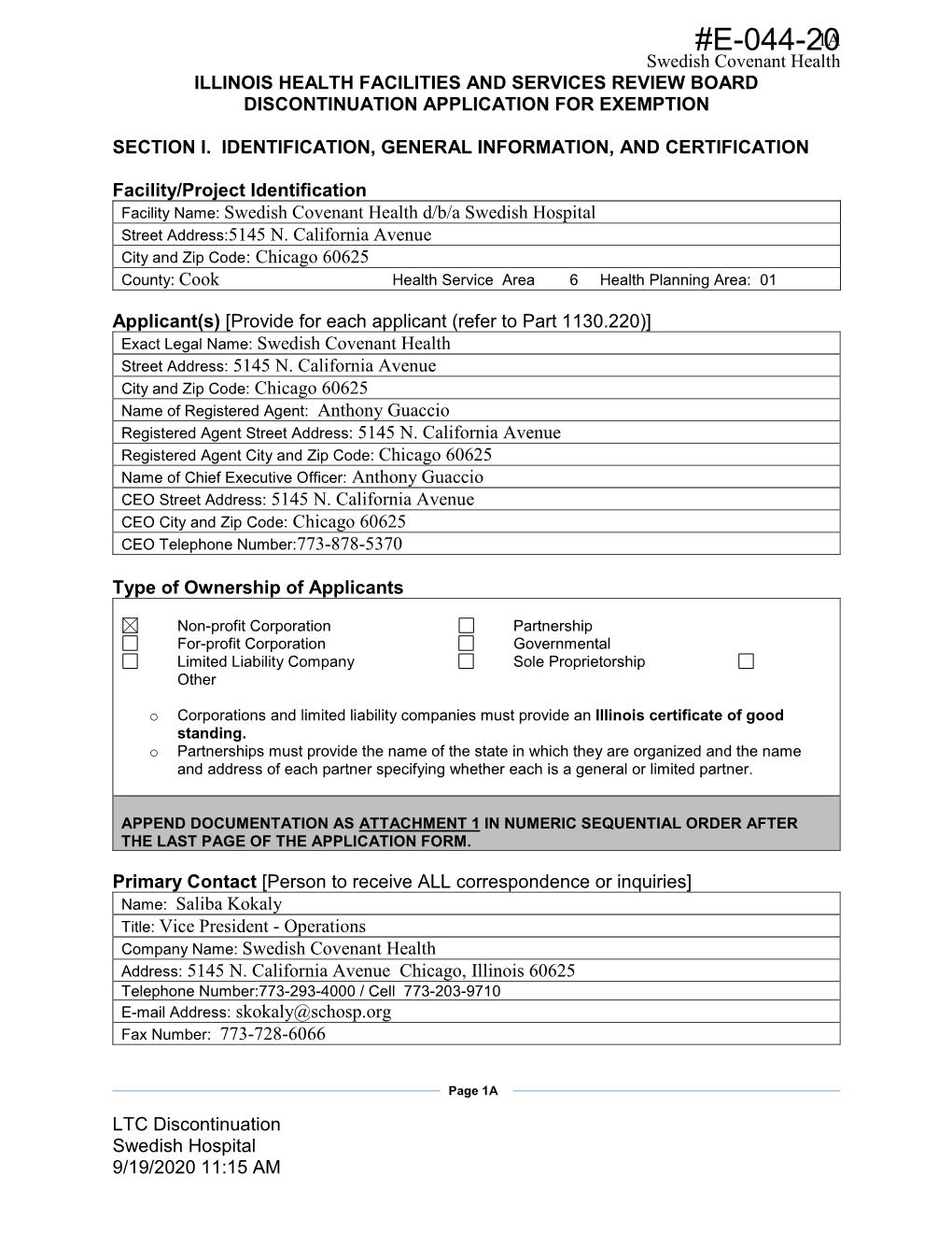 Exemption Application Form