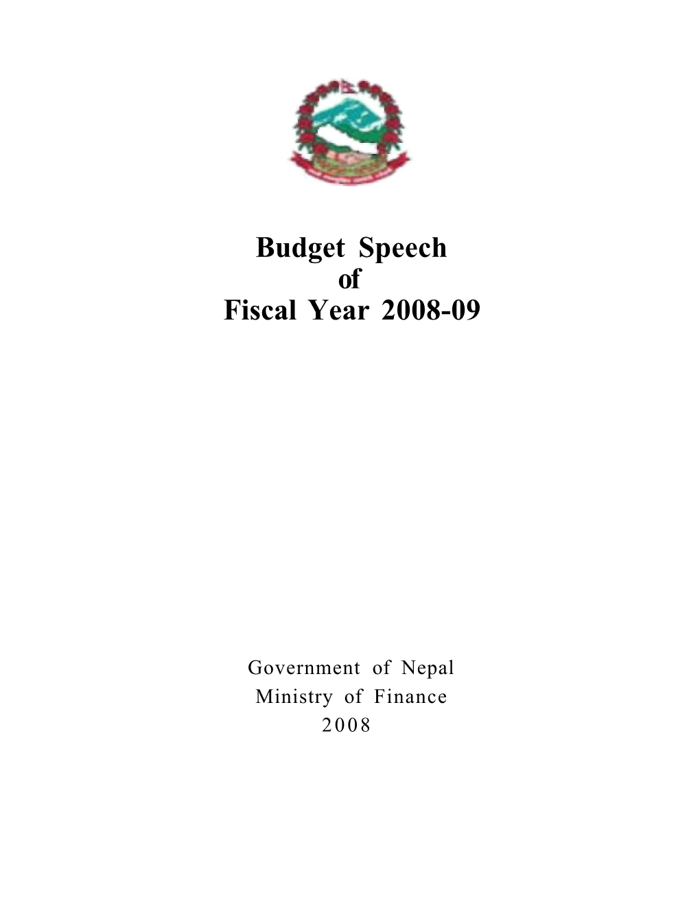 Budget Speech of Fiscal Year 2008-09
