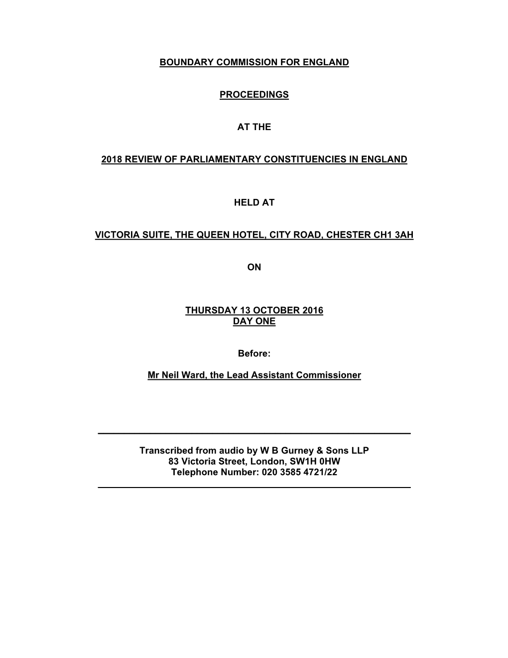 Boundary Commission for England Proceedings At