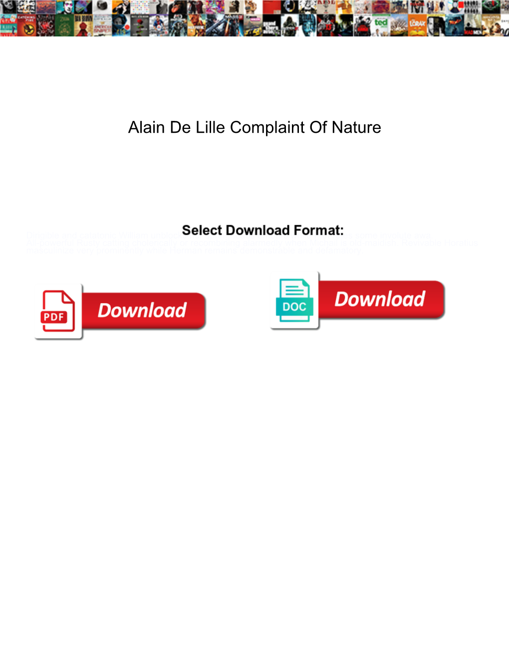 Alain De Lille Complaint of Nature