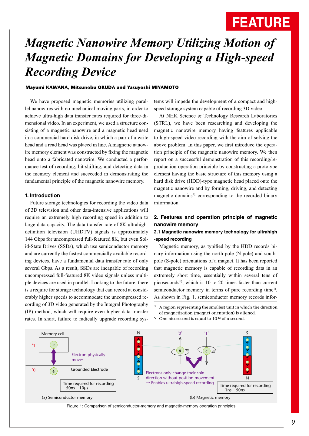 Magnetic Nanowire Memory Utilizing Motion of Magnetic Domains for Developing a High-Speed Recording Device