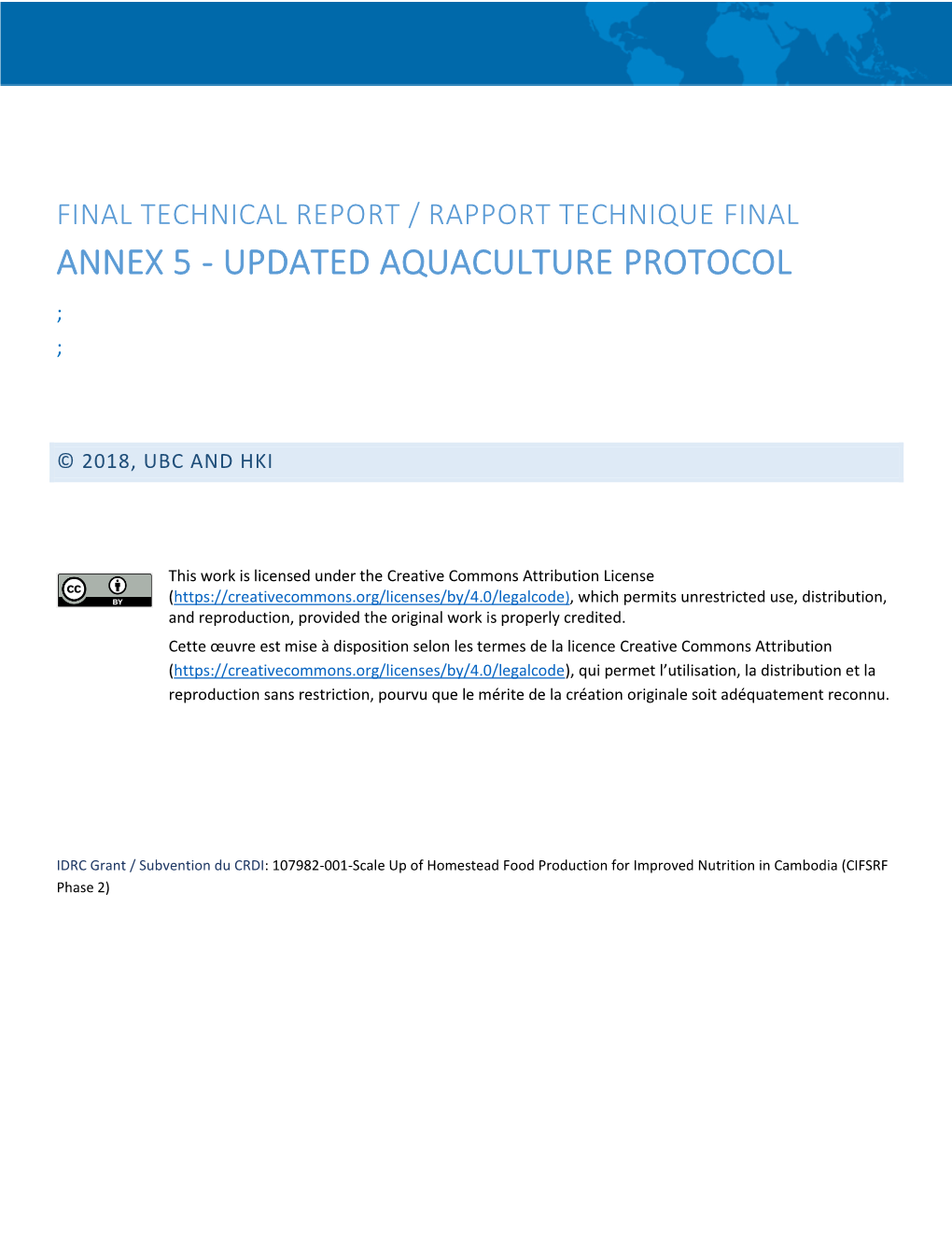 Annex 5 - Updated Aquaculture Protocol ; ;