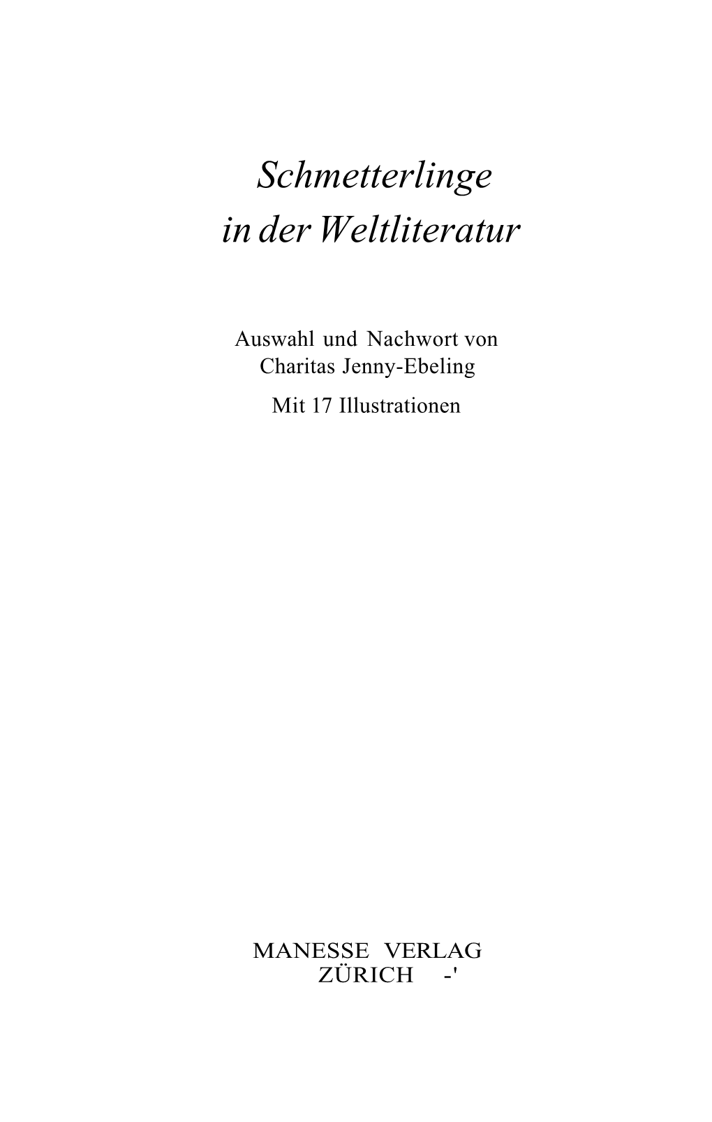 Schmetterlinge in Der Weltliteratur