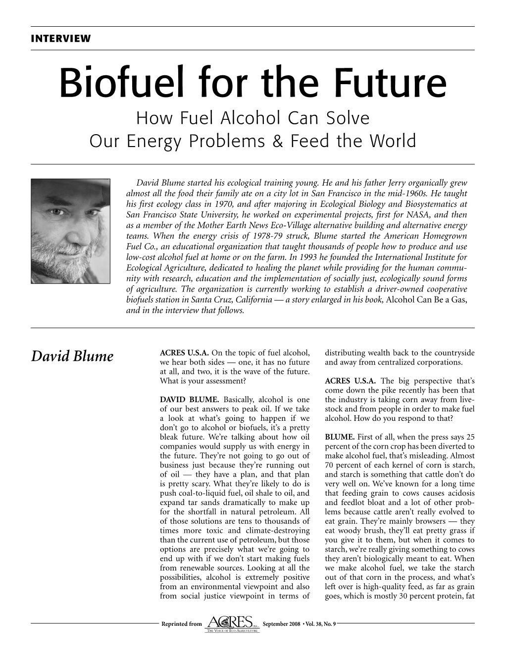 Biofuel for the Future How Fuel Alcohol Can Solve Our Energy Problems & Feed the World