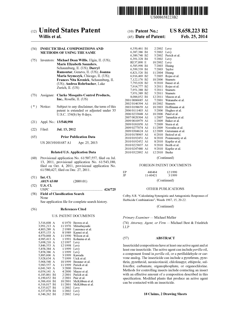 (12) United States Patent (10) Patent No.: US 8,658,223 B2 Willis Et Al