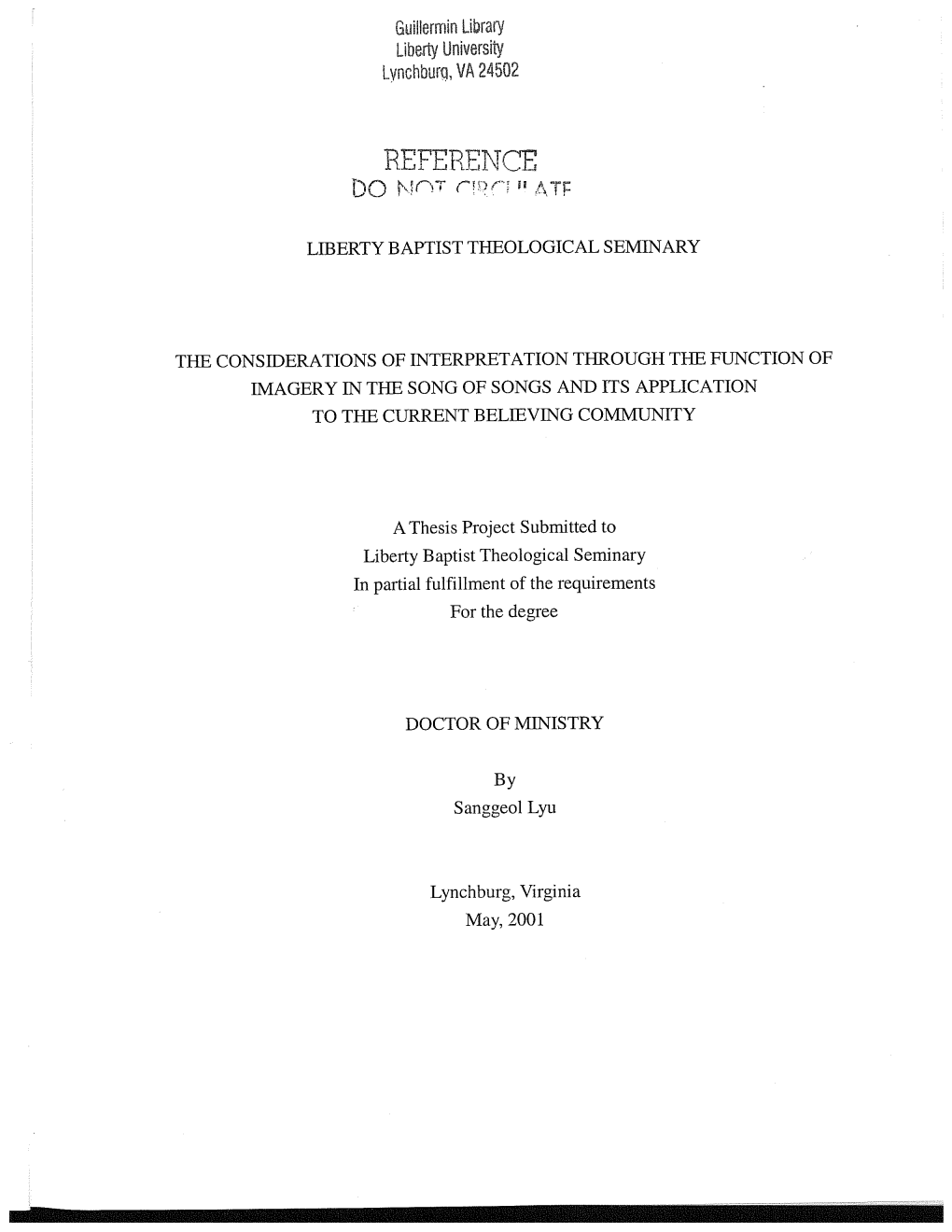 The Considerations of Interpretation Through the Function of Imagery in the Song of Songs and Its Application to the Current Believing Community