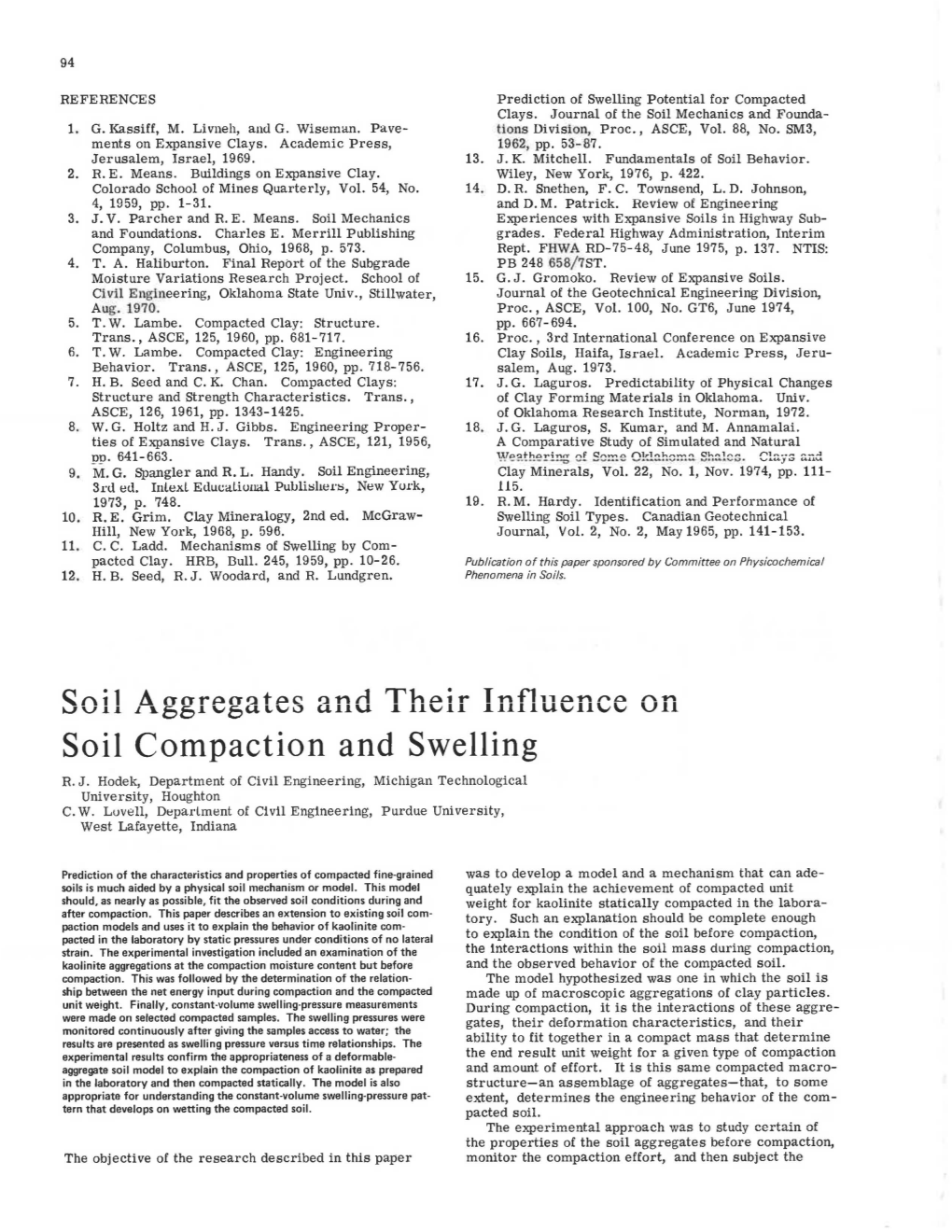 Soil Compaction and Swelling R