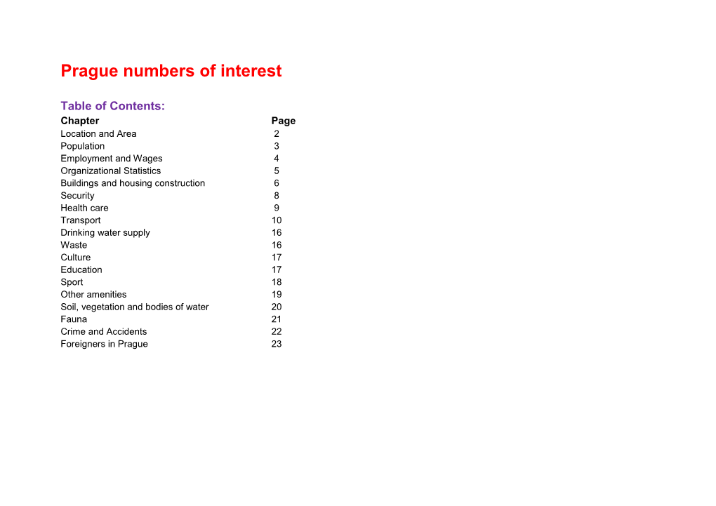 Prague Numbers of Interest