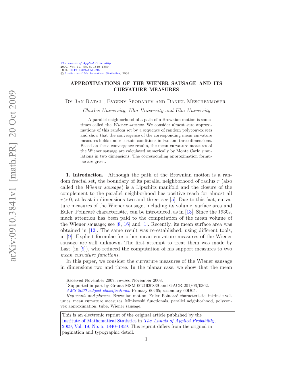 Approximations of the Wiener Sausage and Its Curvature