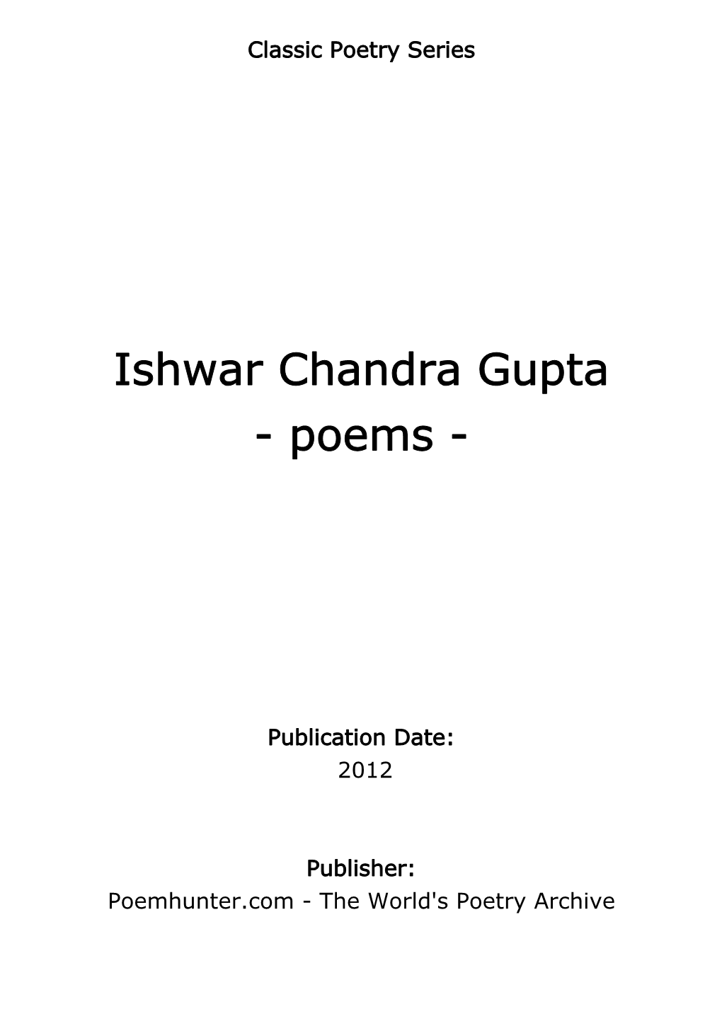 Ishwar Chandra Gupta - Poems