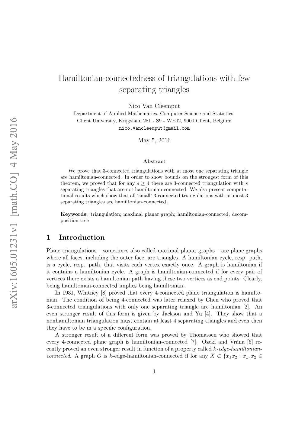 Hamiltonian-Connectedness of Triangulations with Few Separating Triangles