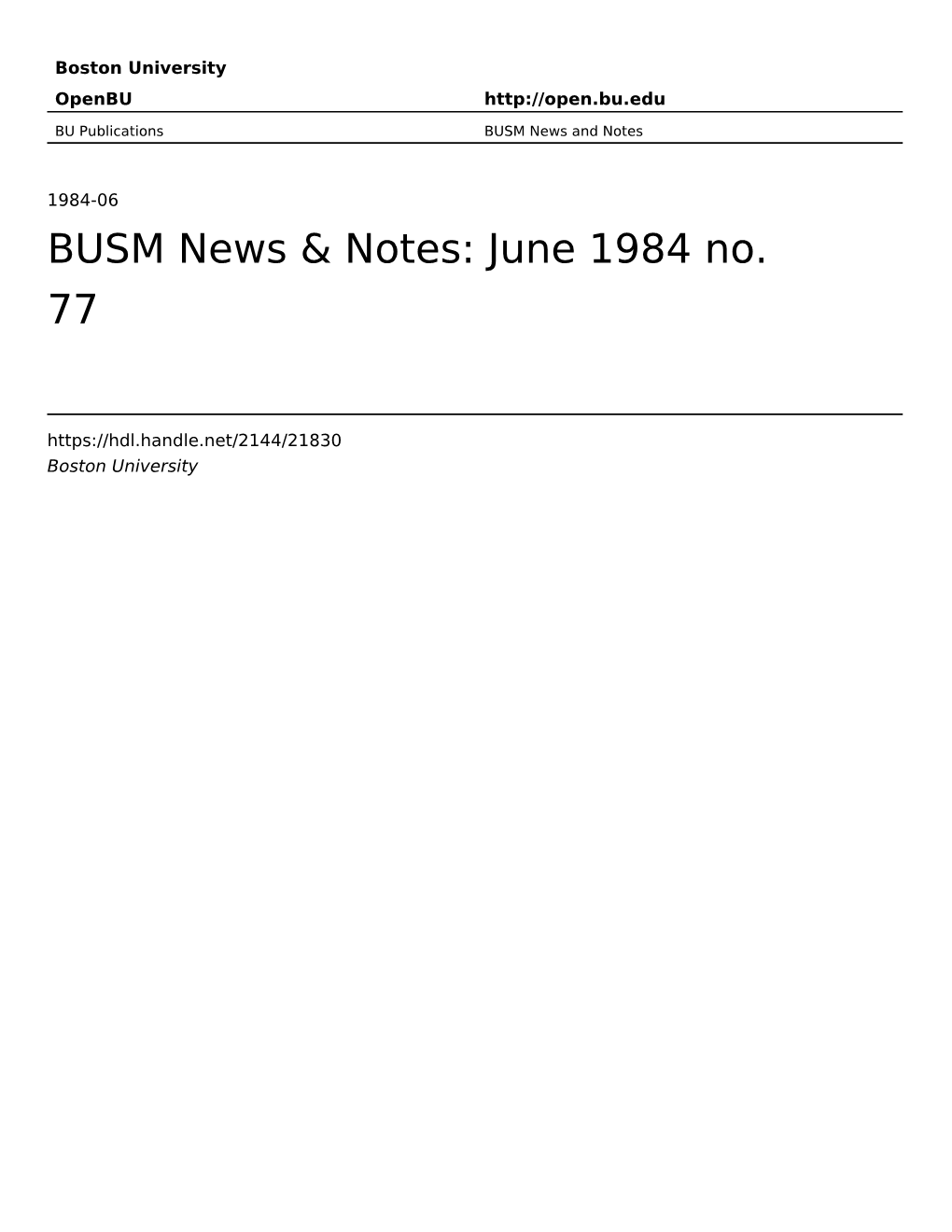 BUSM News & Notes