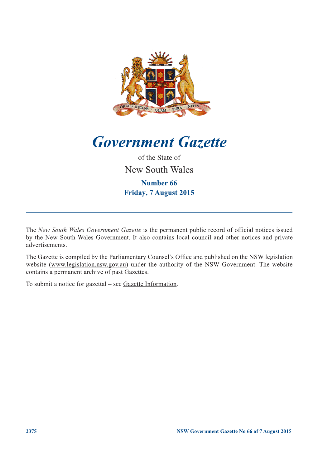 Government Gazette No 66 of 7 August 2015