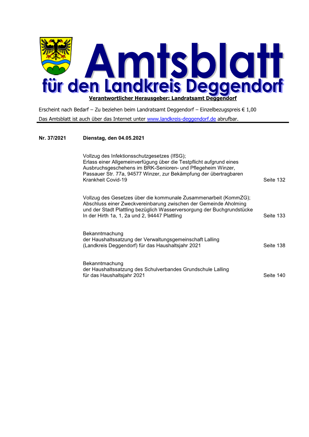 Amtsblatt Nr. 37 Vom 04.05.2021