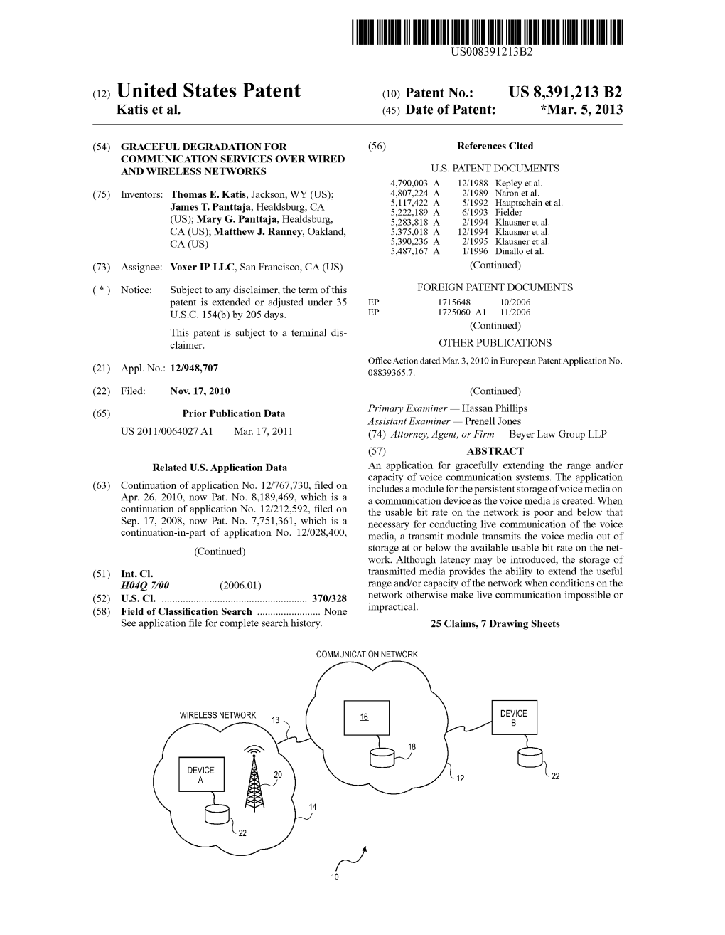 (12) United States Patent (10) Patent No.: US 8,391,213 B2 Katis Et Al