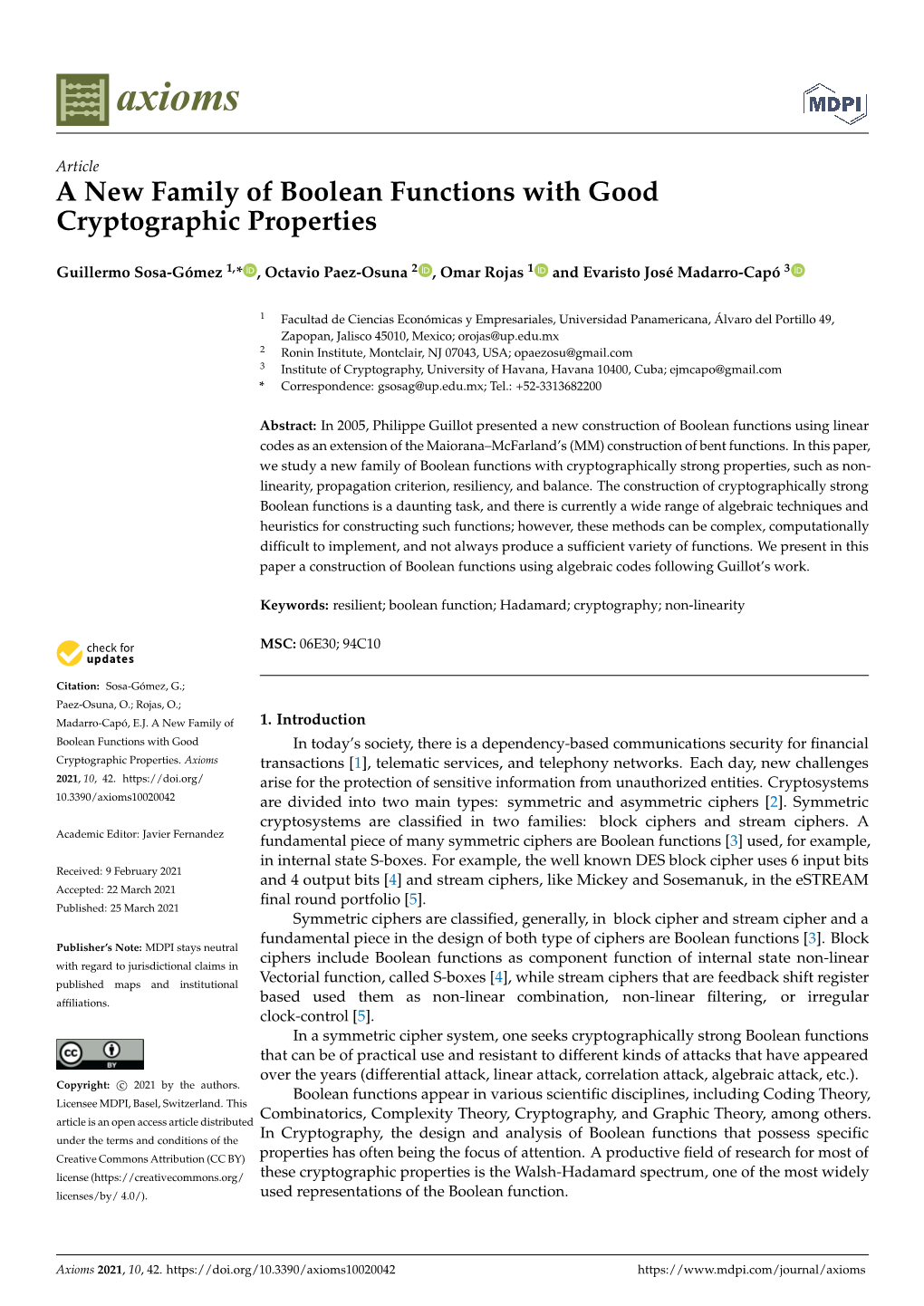 A New Family of Boolean Functions with Good Cryptographic Properties