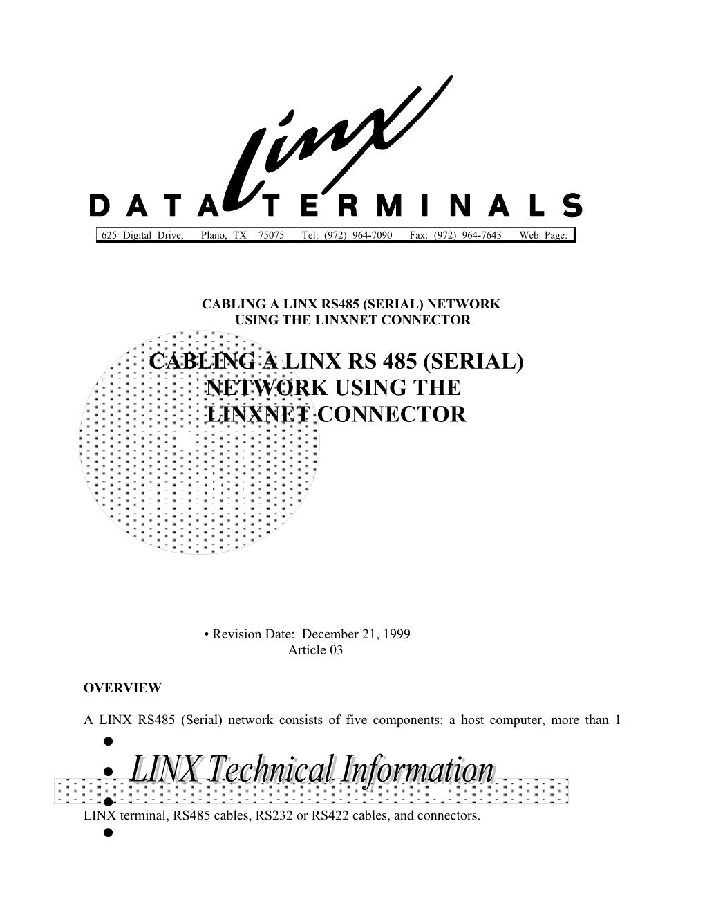 Cabling a Linx Rs485 (Serial) Network