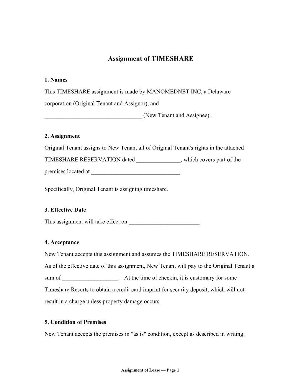 Assignment of TIMESHARE