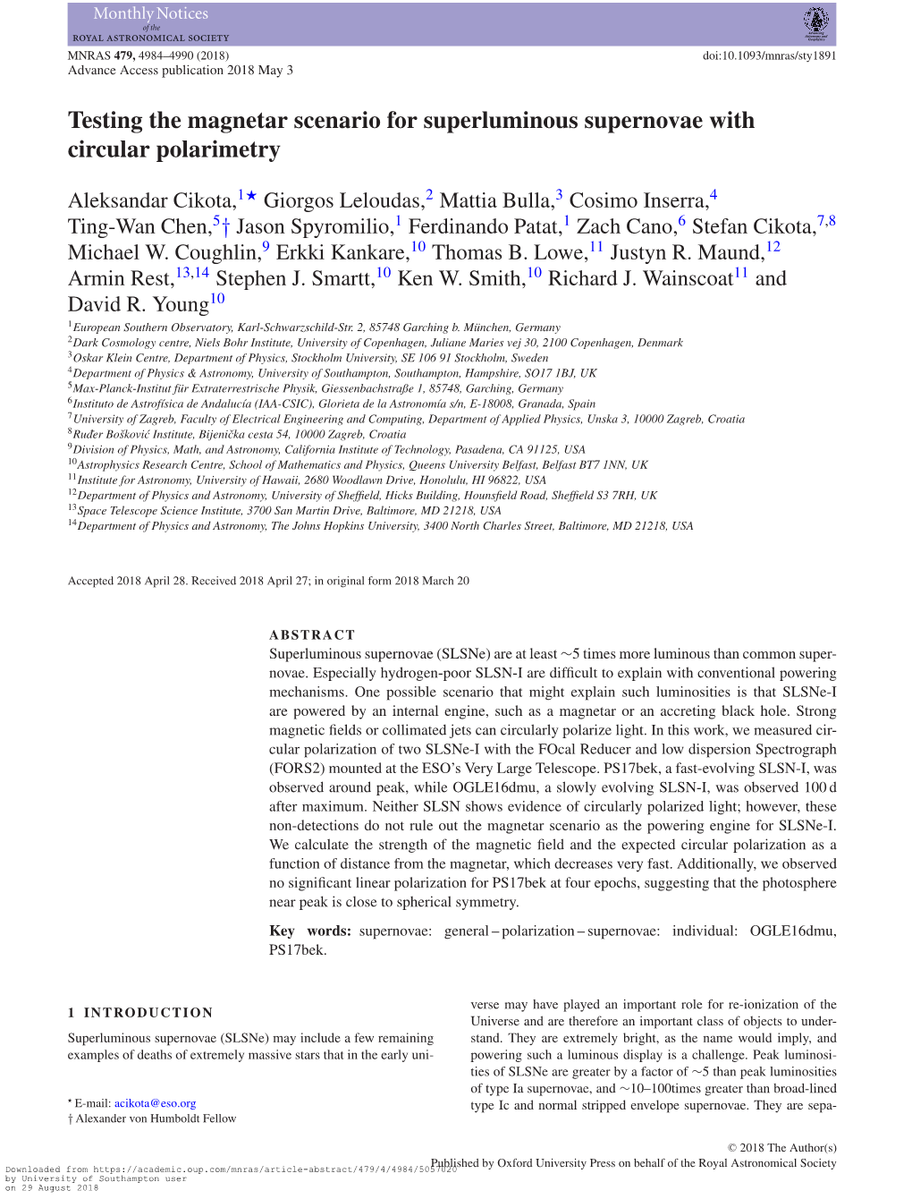 Testing the Magnetar Scenario for Superluminous Supernovae with Circular Polarimetry