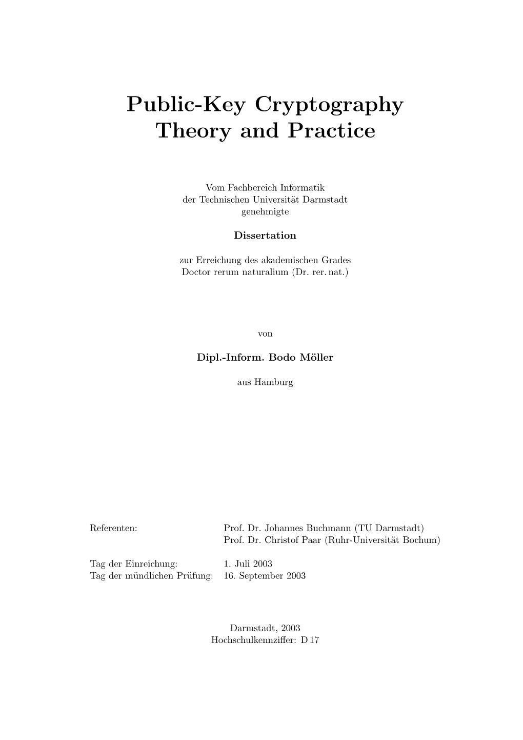 Public-Key Cryptography Theory and Practice