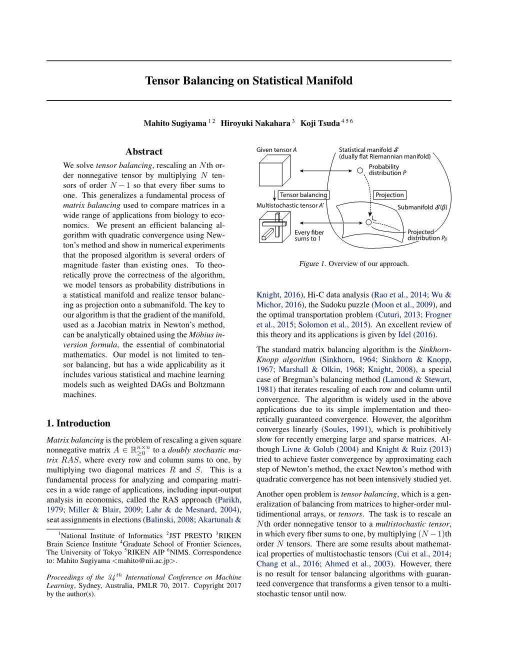 Tensor Balancing on Statistical Manifold