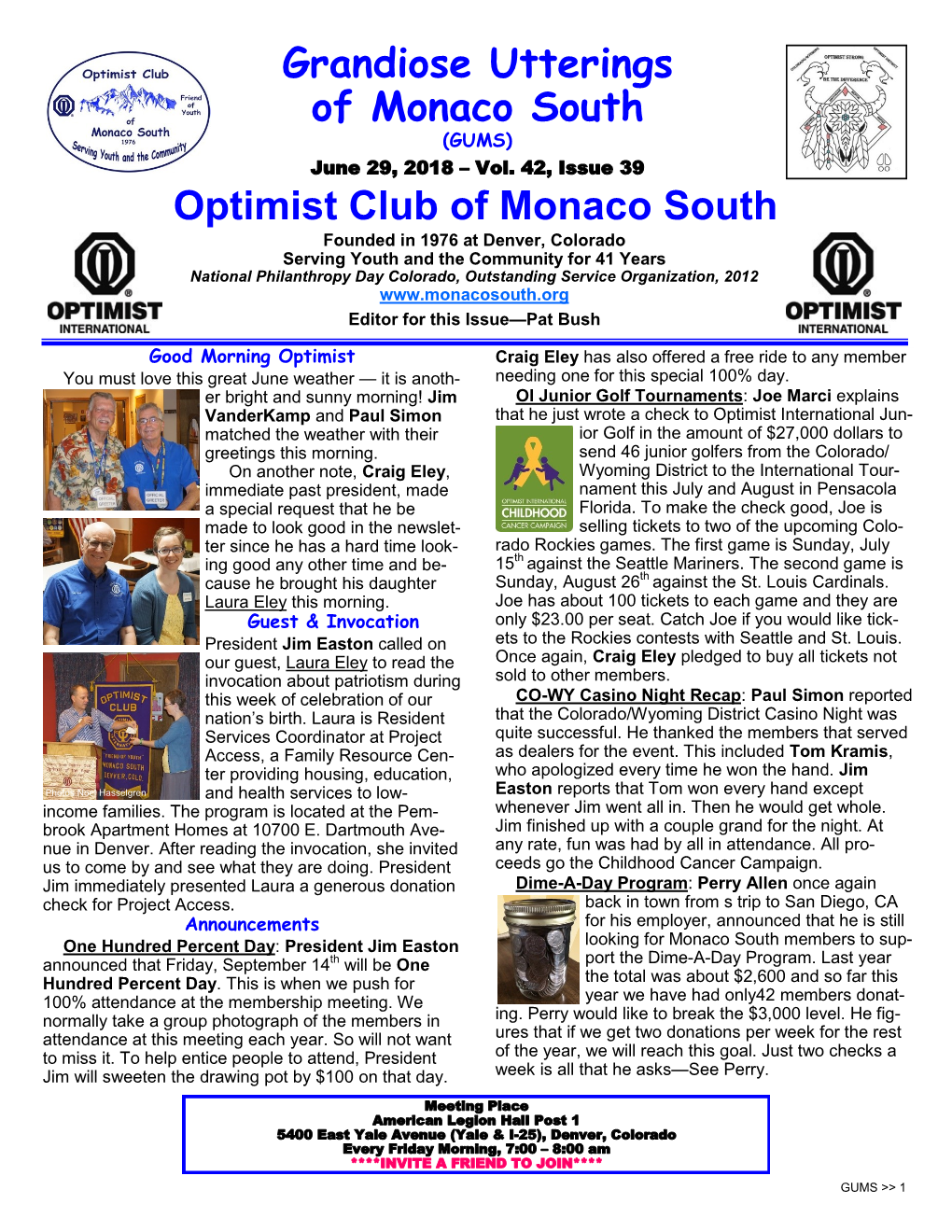 Optimist Club of Monaco South Grandiose Utterings of Monaco South