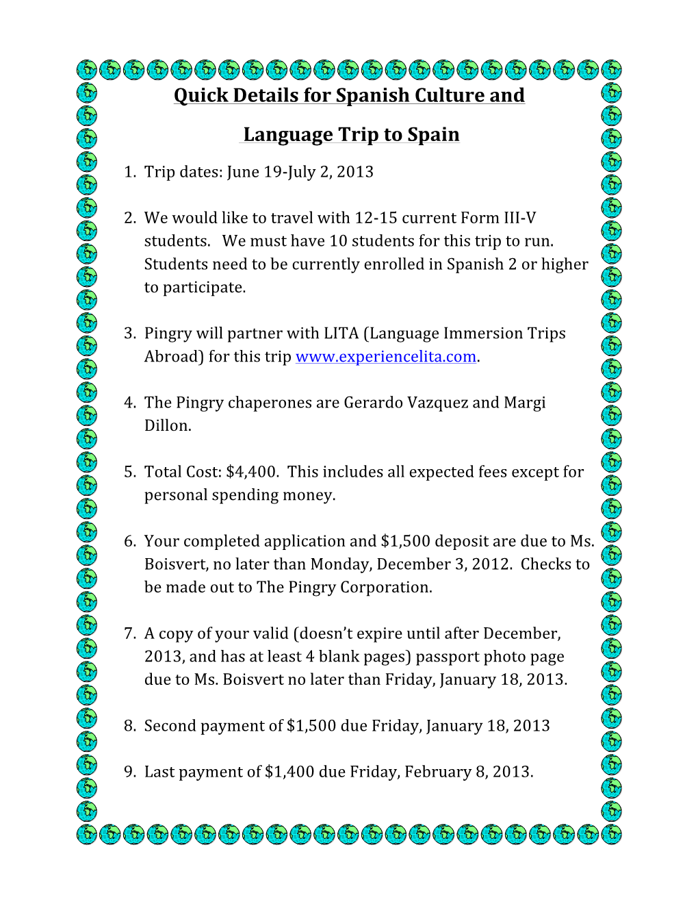 Quick Details for Spanish Culture and Language Trip to Spain