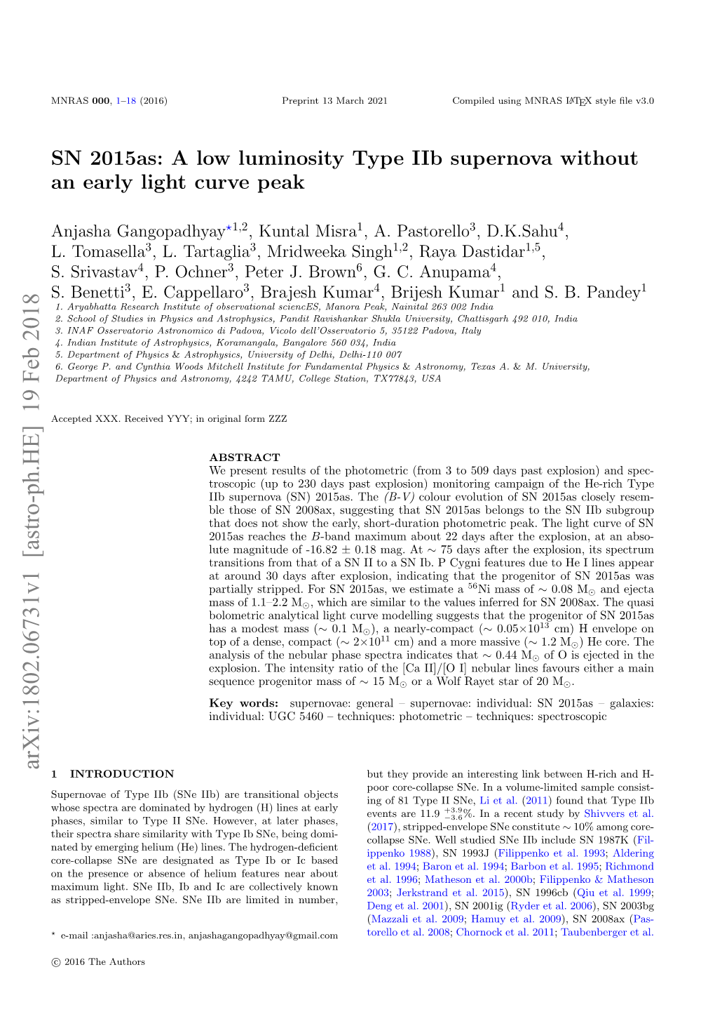 SN 2015As: a Low Luminosity Type Iib Supernova Without an Early Light Curve Peak