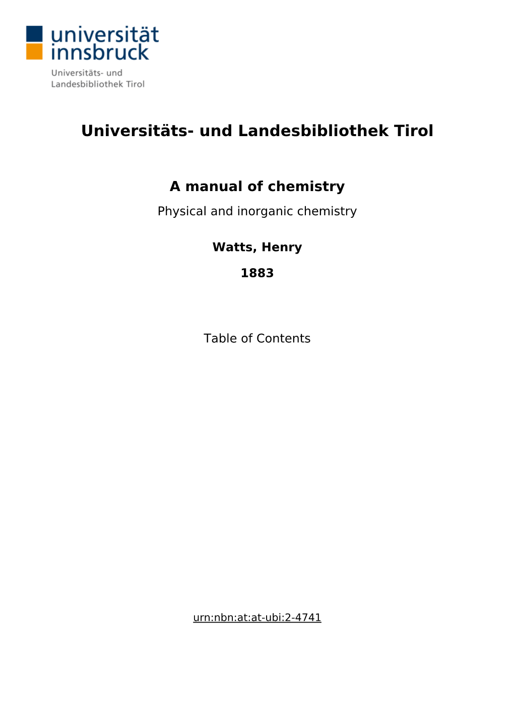 A Manual of Chemistry Physical and Inorganic Chemistry